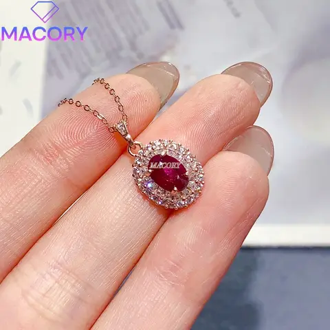 Colar de prata esterlina incrustado s925 com rubi natural, dia dos namorados, presente de feriado de natal, cinto natural, certificado