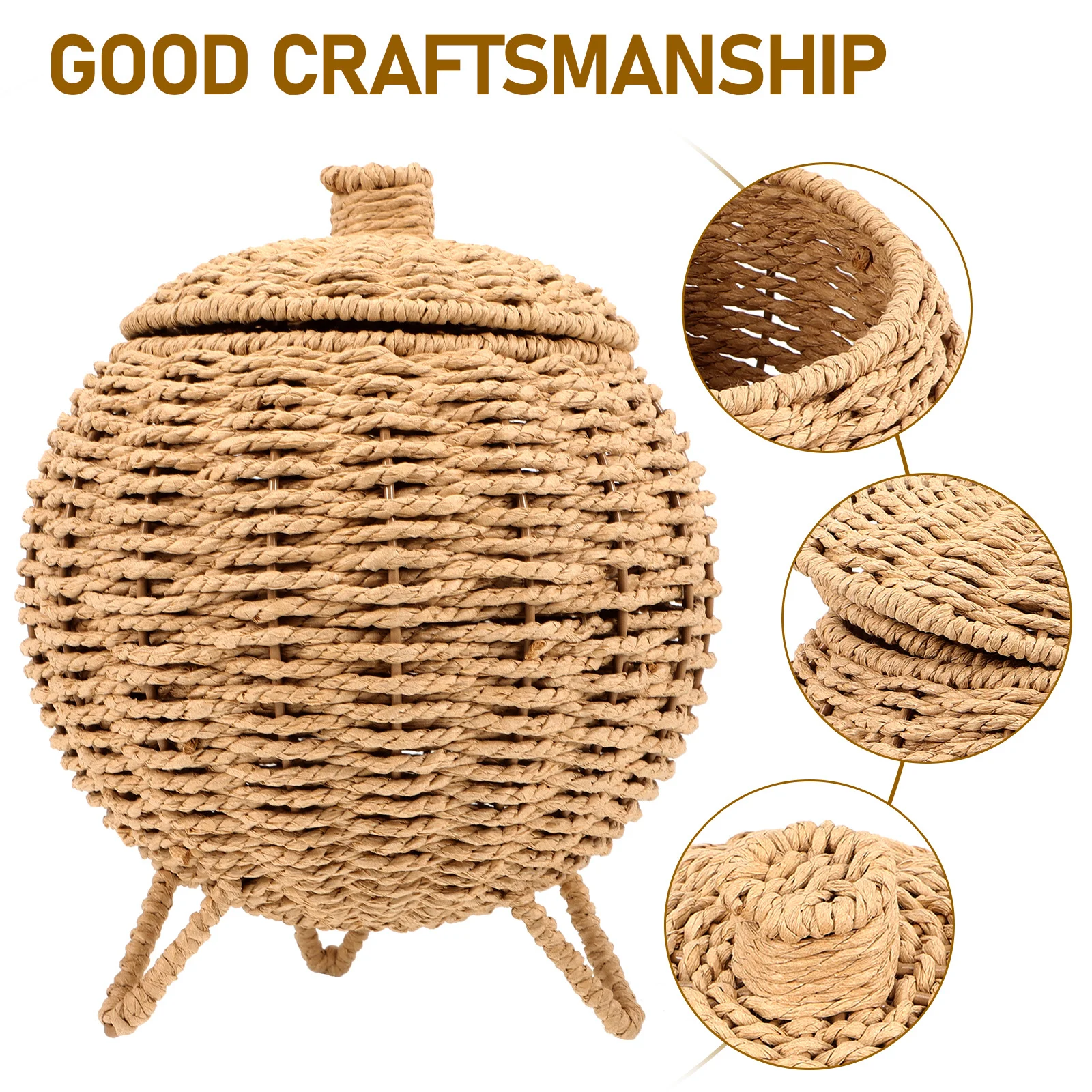 سلة تخزين البيض المنسوجة سلة فواكه منزلية متعددة الوظائف للمطبخ على الطراز الطبيعي مقاومة للاهتراء #1