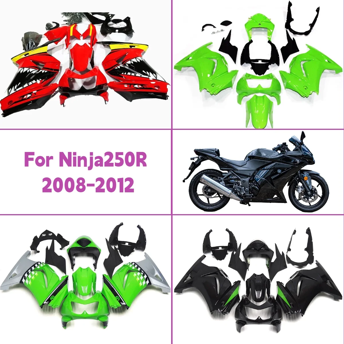

For 2008-2012 Kawasaki Ninja 250R Motorcycle Plastic Part Bodywork Kit Fairings 08-12 Ninja250R Easy Install Fairing Set