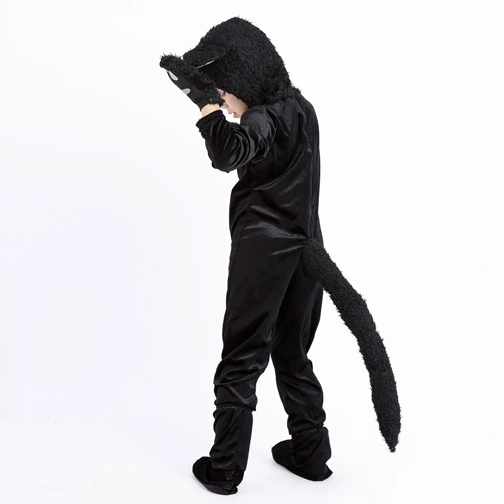 Crianças gato traje tamanho xl 86cm peito 82cm cintura 122cm comprimento halloween masquerade carnaval cosplay roupas lavável reutilizável papel