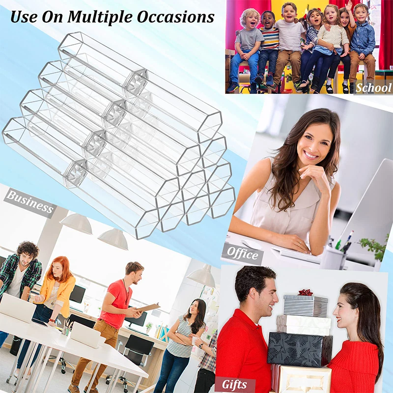 50Pcs Plastic Transparent Pen Cases Ballpoint Stylus Touch Pen Pencil Boxes Empty Clear Storage Cases For Students School