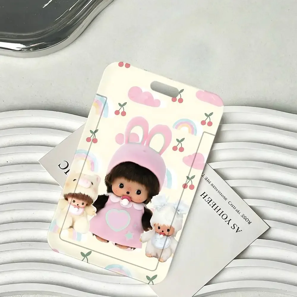 M-Monchhichi Cute ID Card Holder Badge Holders Lanyard Business Exhibit School Strap Neck Hang