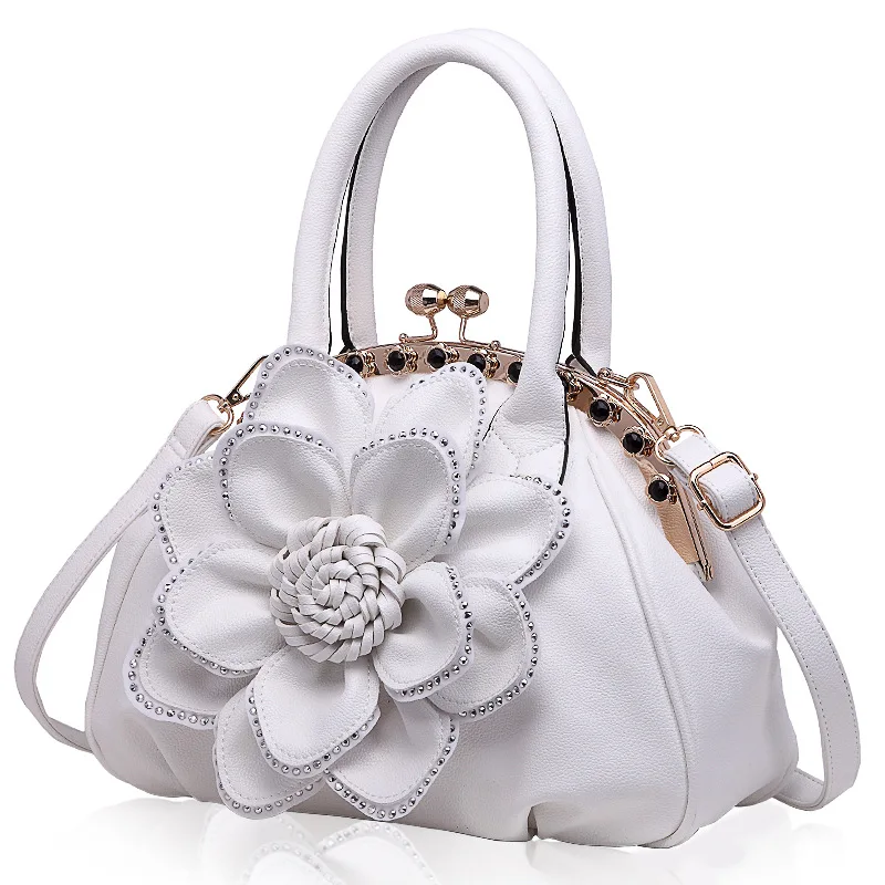 2023 Women New Fashion Sweety Large Rose Flowers Tote Lady Charm Handbags Shoulder Bag Dress Party Club Wedding Bag