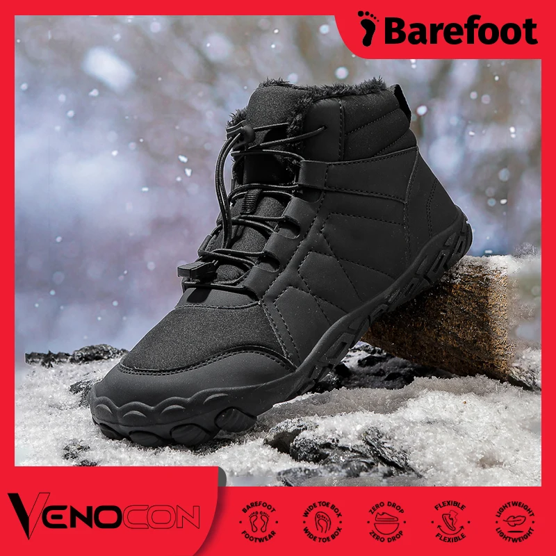 PINGKEE VENOCON Wide ToeBox Barefoot Shoes Men Women Athletic Minimalist Winter Snow Thermal Boots Sneakers Feet Footwear Man