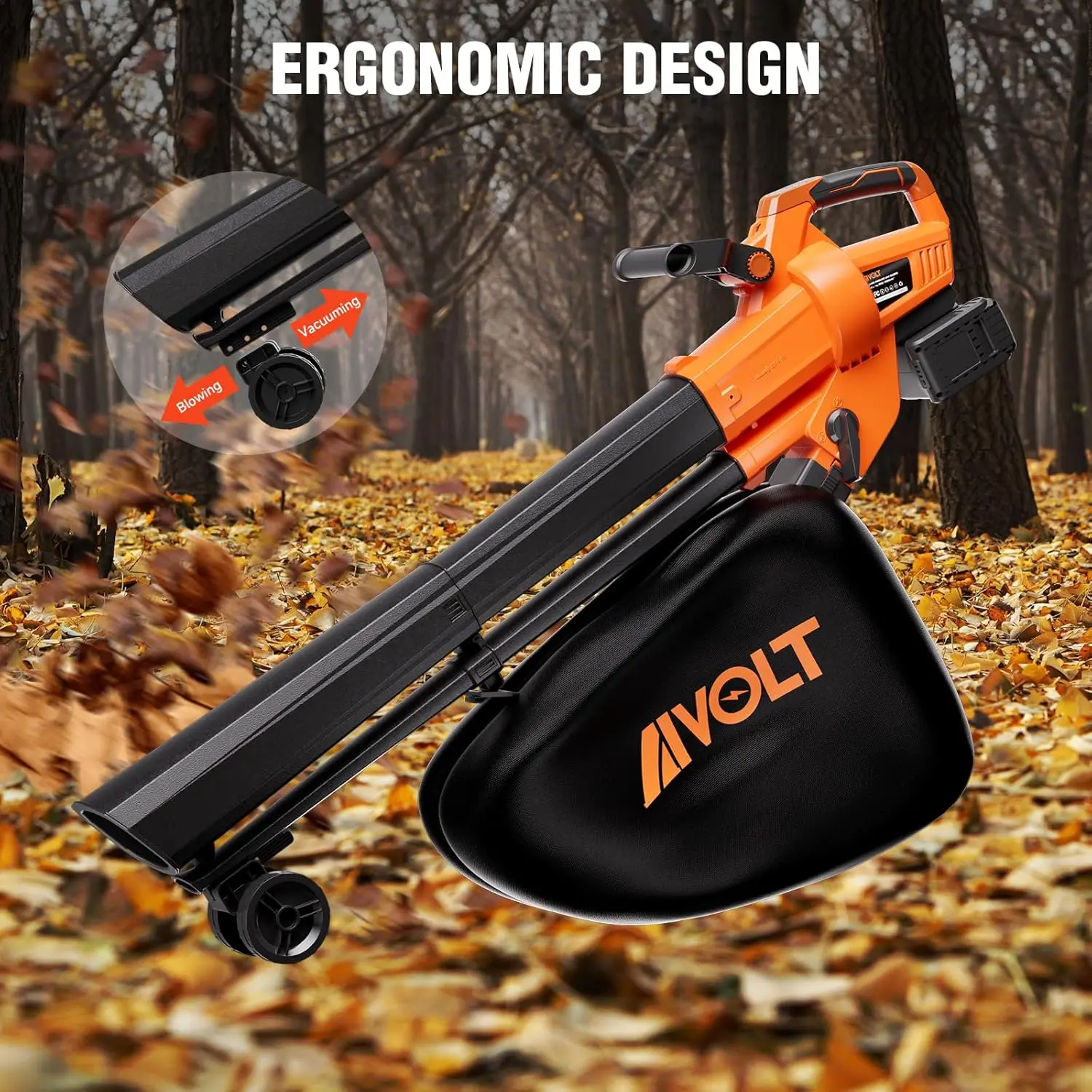 Imagem -05 - Cordless Leaf Blower Vacuum Mulcher com Bolsa 40l em Alimentado por Bateria 40v Velocidade do ar Modos de Velocidade