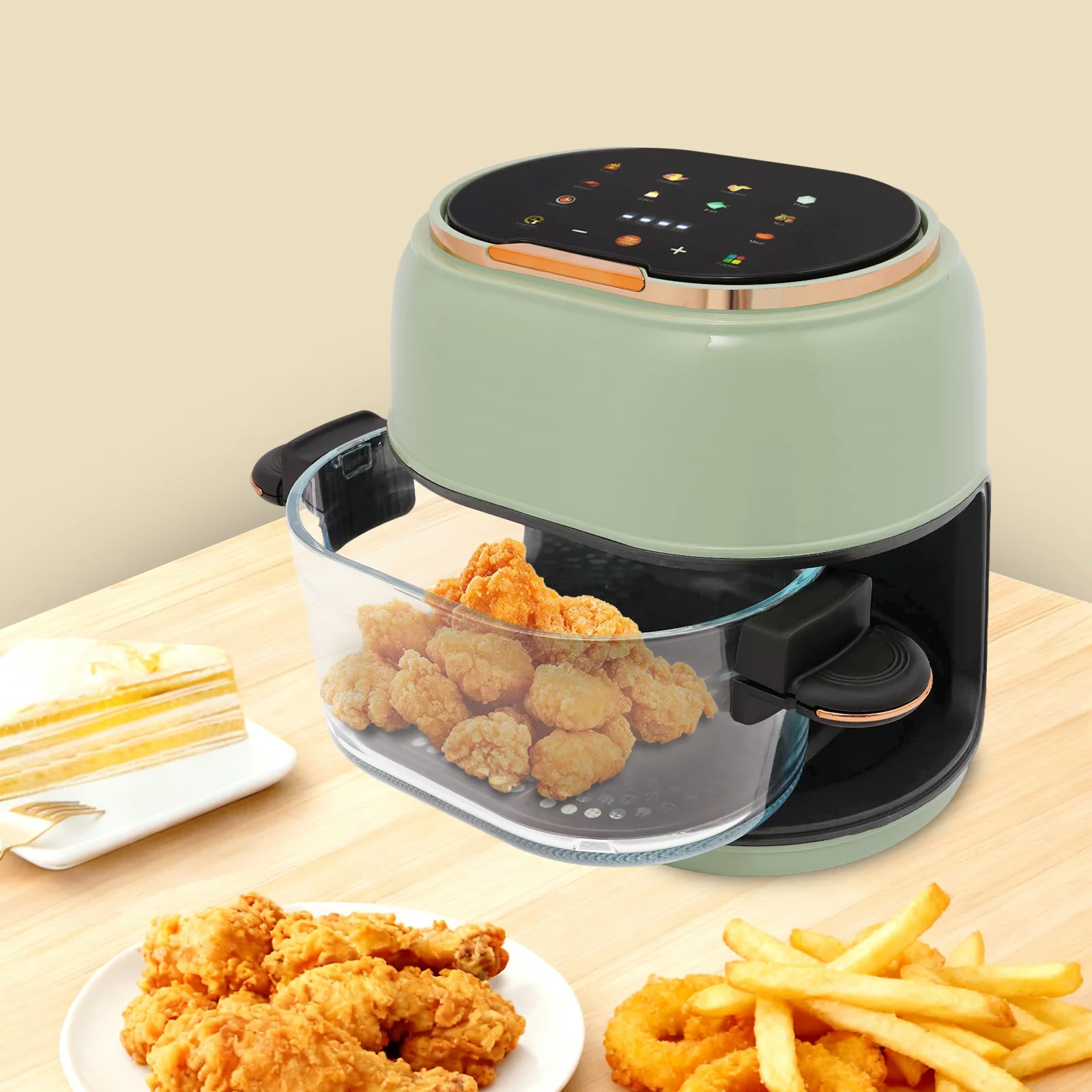 

Видимая фритюрница 4QT с сенсорным экраном, фритюрница с большим стеклянным окном и удлиненной стойкой, 1350 Вт для семейной приготовления пищи