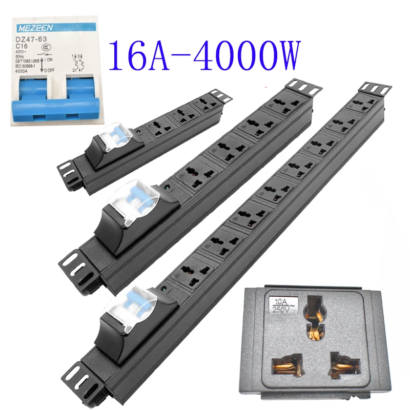 

PDU power strip стойка сетевого шкафа 2-8AC 10A universal socket 16A-4000W air switch 2-метровый Удлинительный кабель розетка