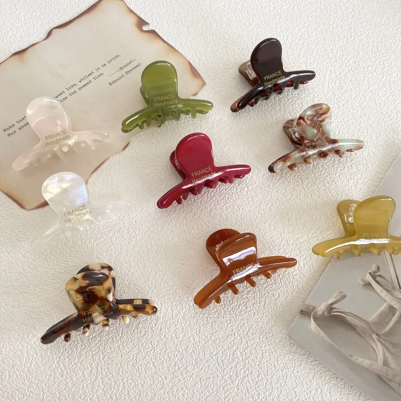 

DOWELL French Style Gold Label Small Mini Cute Sweet Acetate Hair Claw Clip for Girls Women's Hair Accessories