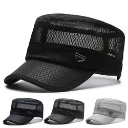 Spring And Summer New Hat Men's Flat Hat Outdoor Leisure Fishing Travel Fashion Men's Middle-Aged Mesh Breathable Sunhat Sun Hat