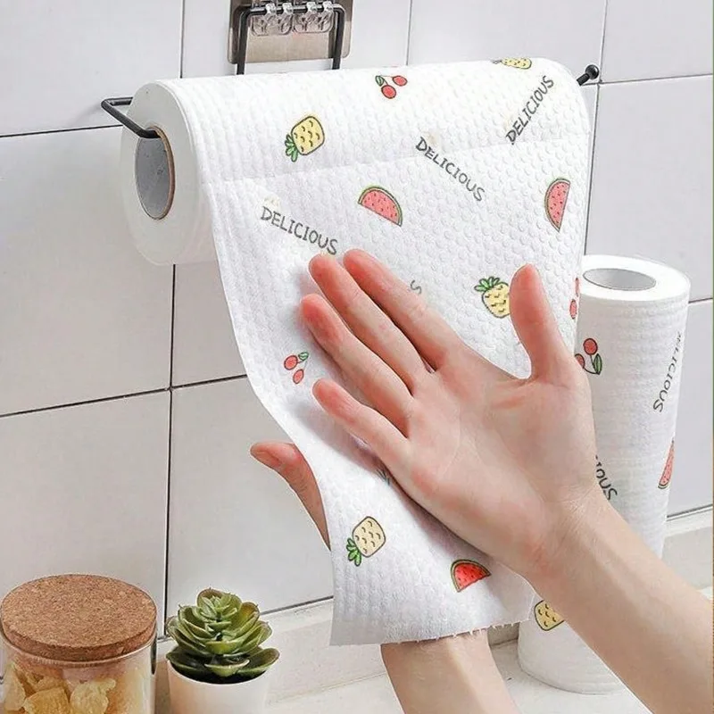 1roll/50pcs/100pcs, Random Printing Lazy Rag,Disposable Kitchen Cleaning Cloth,Washable Wet And Dry Dual-Use Towel,Dishwashing