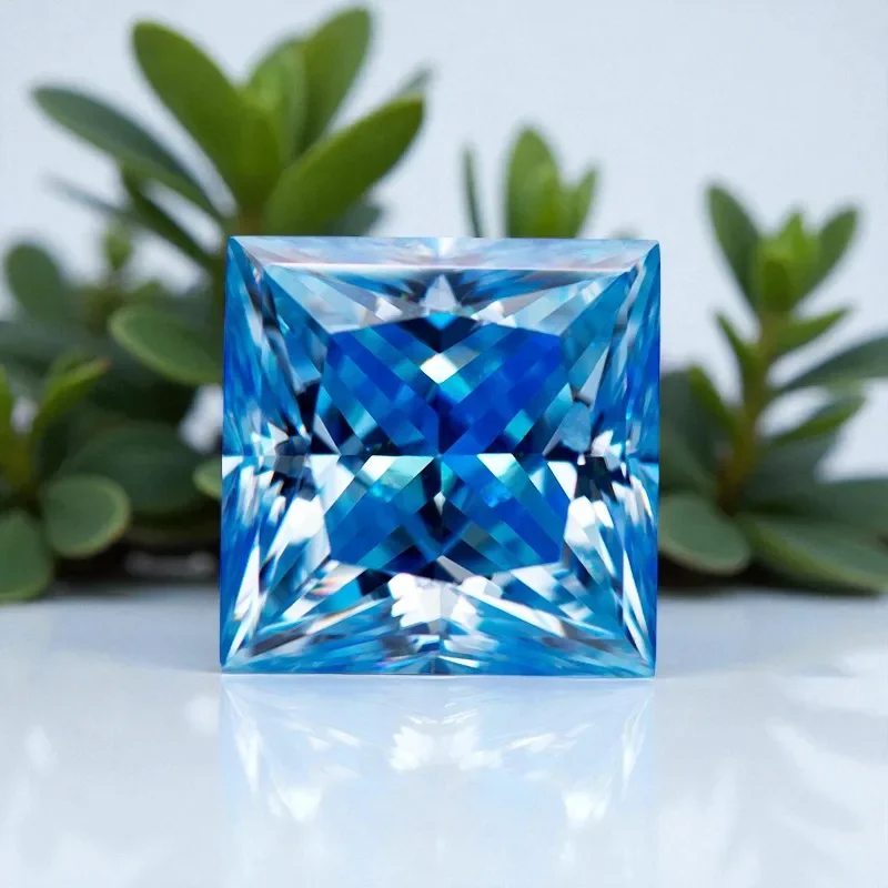 

Moissanite Stone Ice Blue Color Princess Cut Lab Grown Artificial Gemstone Jewelry Making Material With GRA Certificate