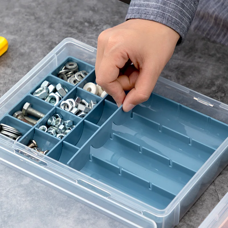 Hardware Tool Accessory Box Screw Nut Wrench Clear Plastic Storage Box Electronic Component Partition Organizer Home Tool Boxes