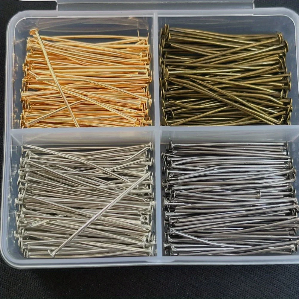 400pcs Mixed Iron Head Pins 30mm Flat Head Iron Material 1 Box Jewelry Making Accessories for DIY Craft Jewelry