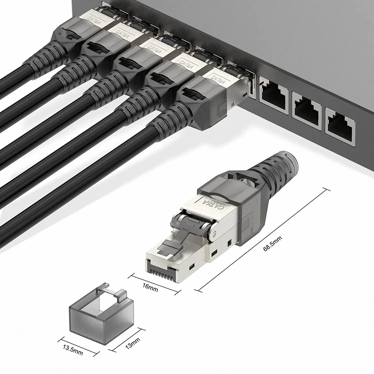 WoeoW-Connecteurs RJ45 CatsnapCAT7 CAT8, blindé sans outil, connecteur de terminaison RJ45, boîtier métallique en alliage de zinc, 1 pièce