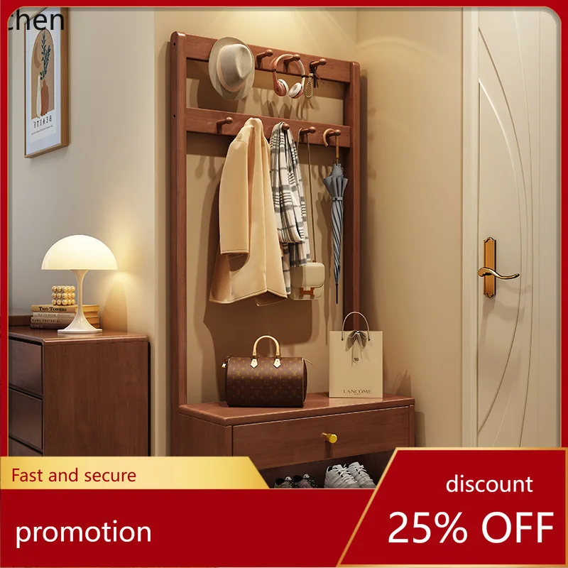 

Hxl solid wood coat rack with shoe bench and integrated storage