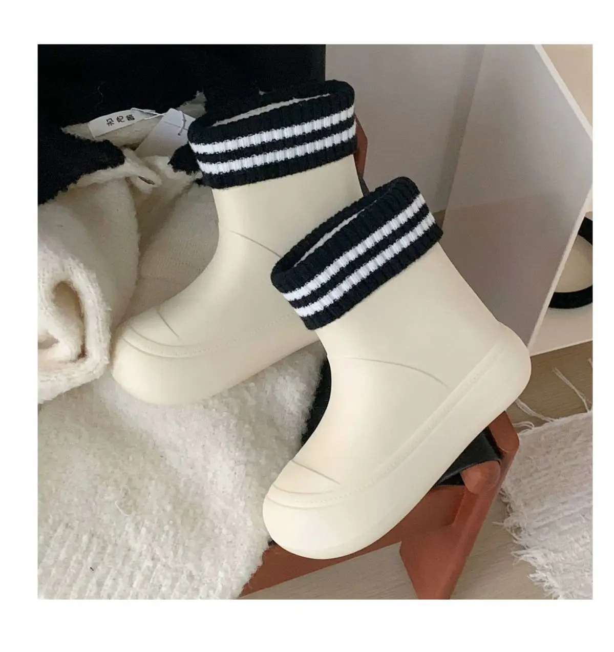 Solid Big  Men Women Outdoor Tide Non-slip Waterproof Rain Warm Hundred Couple Removable Lining Ski Boots