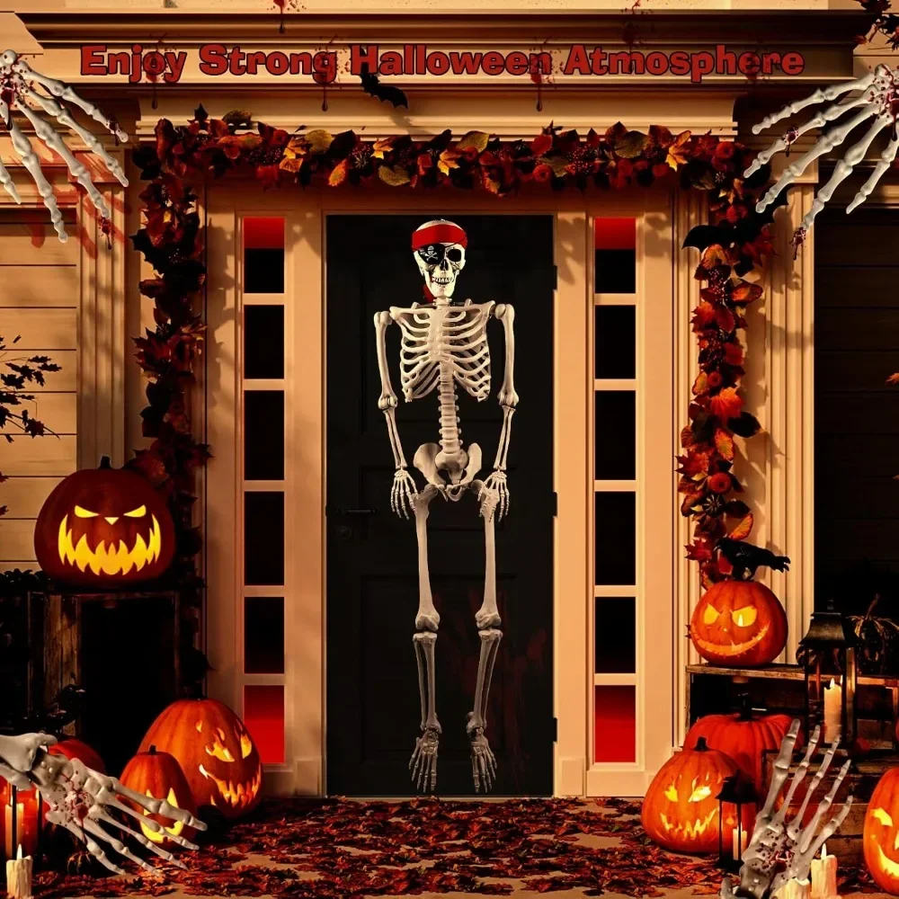 

Skeleton Halloween Decor,5.4FT/165CM Life Size Skeleton with Movable Joints Halloween Yard Decorations Indoor and