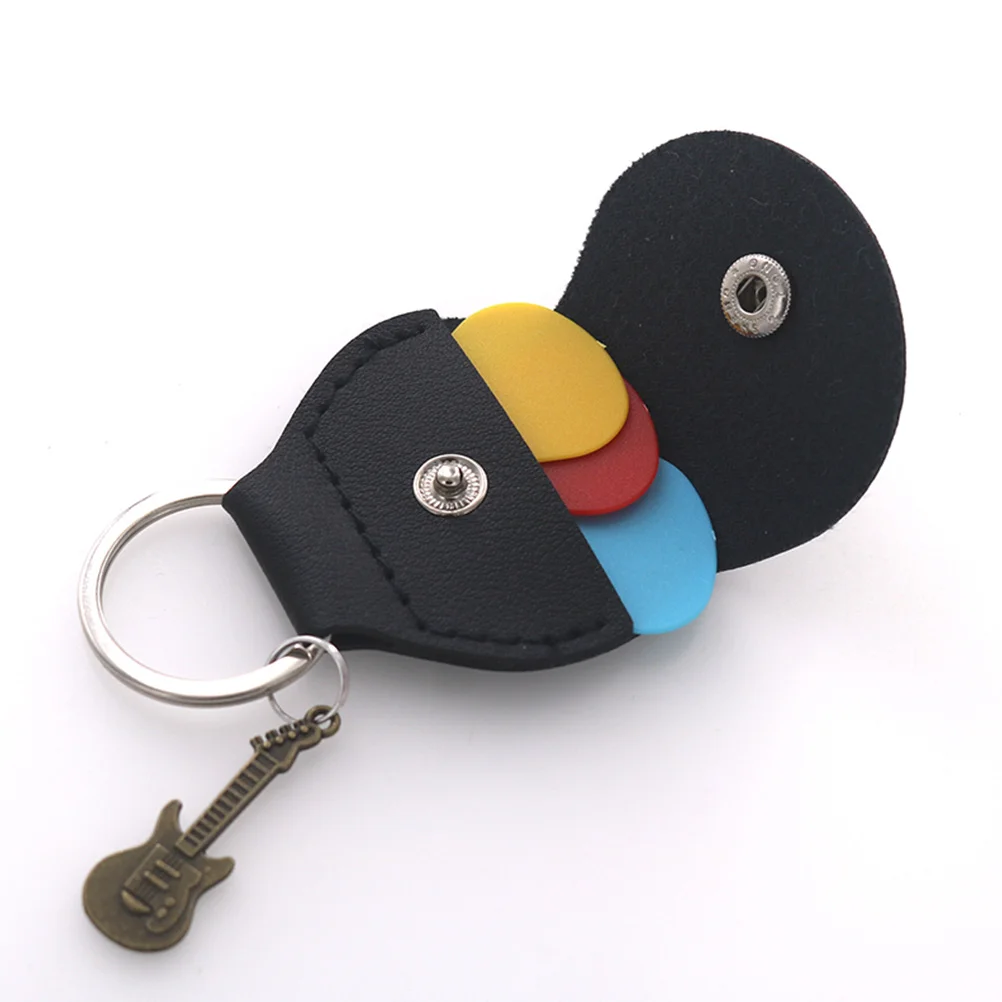 

Guitar Picks Bag Holder Case Plectrum Protector Storage Keyring Plectrums Black Display Organizer