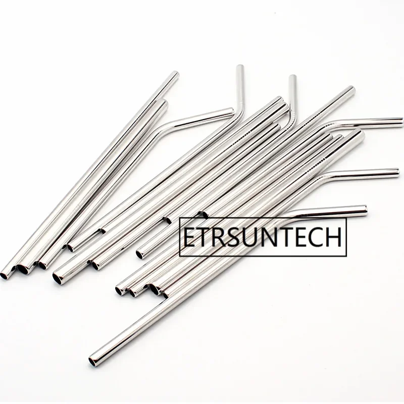 304 Stainless Steel Straw Reusable Straight Bent Metal Drinking Straw Cleaner Brush Bar Accessory diameter 6mm/8mm/9m/10mm/12mm