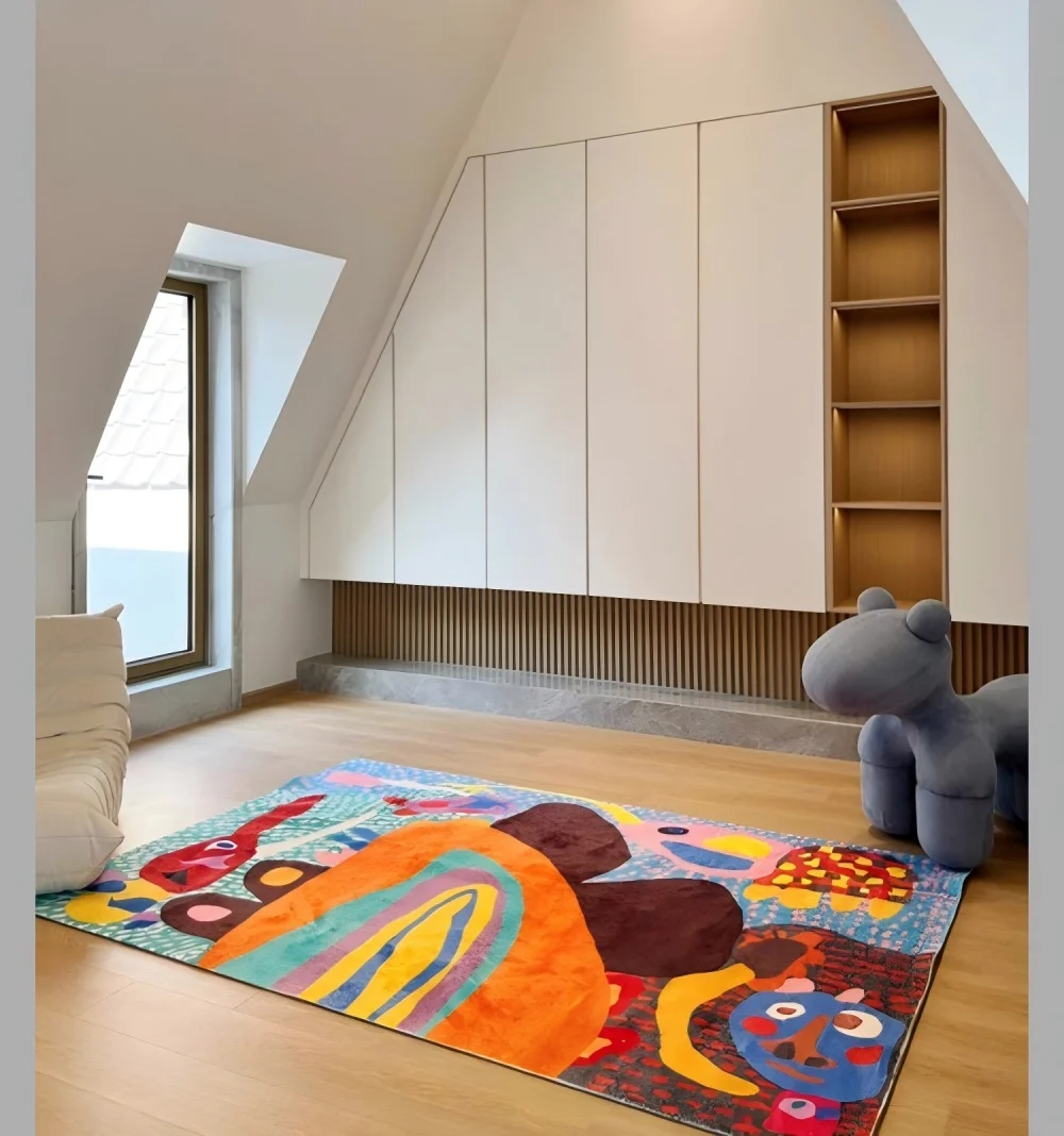 

VIKAMA Soft and Comfortable Modern Graffiti Rug Thickened Wear-resistant Easy to clean Living room sofa bedside blanket