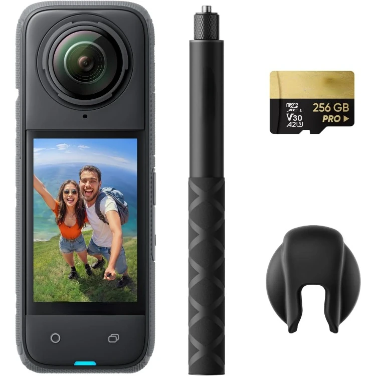 X4 Get-Set Bundle - 8K Waterproof 360 Action Camera, 4K Wide-Angle Video, Invisible Selfie Stick, Removable Lens Guards