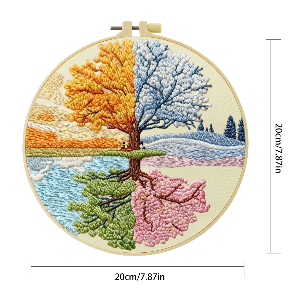 1 Stück 20X20CM/15X15CM 7,87/6,3 Zoll Baum-Stickerei-Starter-Kit DIY-Kit DIY-Stickerei-Set Handarbeiten Malerei – Detail 2
