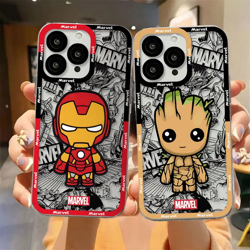 Marvel SpiderMans Movie Phone Case For iPhone 15 14 13 12 11 Mini Pro Max X XR XSMax 6S 6 7 8 Plus SE20 Transparent Cover