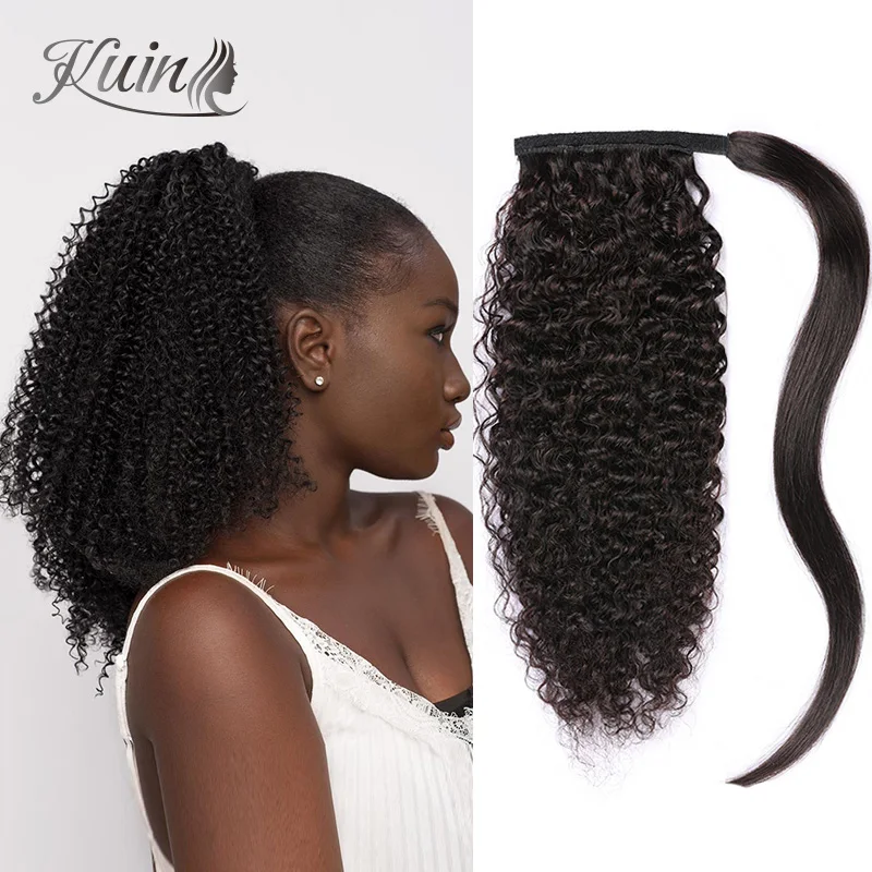 Kinky Curly Ponytail Drawstring Human Hair Ponytail Extensions Horsetail For Women Natural Hairpiece With Clip In Hair Extension