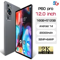 Tablet P60 PRO 5G Dual SIM Android 14 Tab Global Version 16GB + 1TB 20000mAh Tablet 12inch Children's Tablet PC Face Recognition