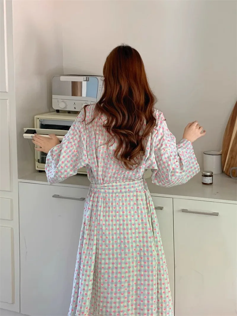 Robe Women\'s Night Dress Printed Long Sleeve Dressing Gowns For Female Homewear Bathrobe Loose Spring Autumn Sleepwear Robes