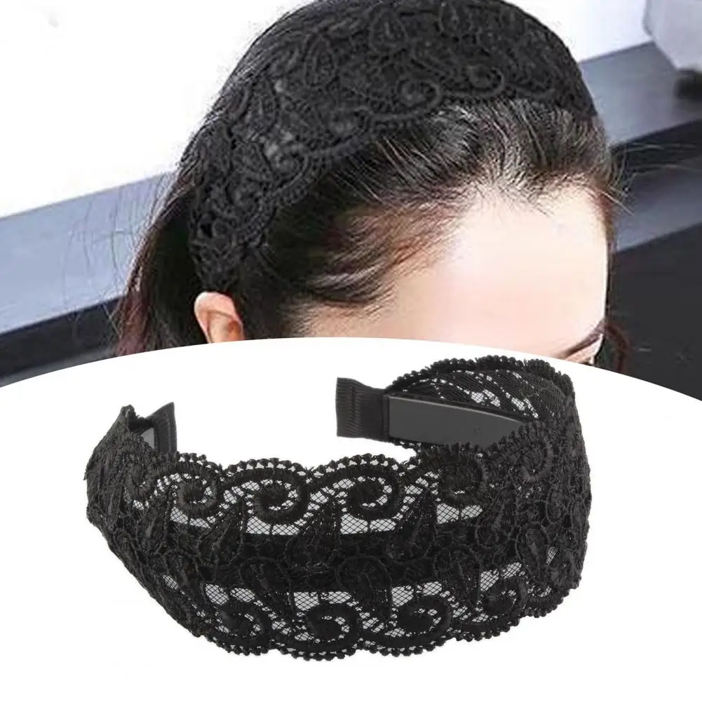 Elegant  Creative Lace Embroidered Ladies Headband High Toughness Ladies Headband Hollow Leaf   for Daily Life