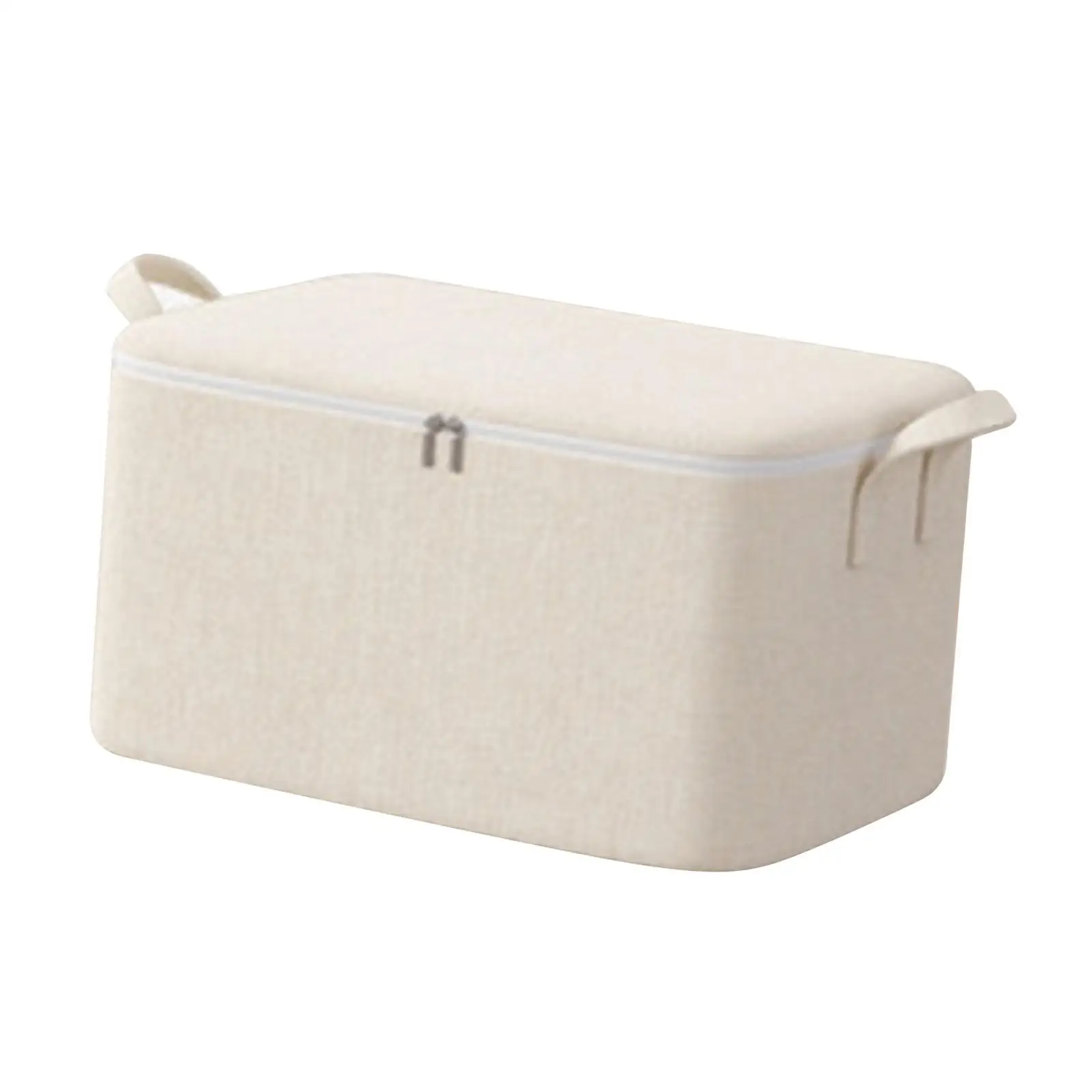 Heavy Duty Foldable Storage Bag Cotton Linen Zipper with Handles for Clothes Blankets Comforters Bedding Organizer for Travel