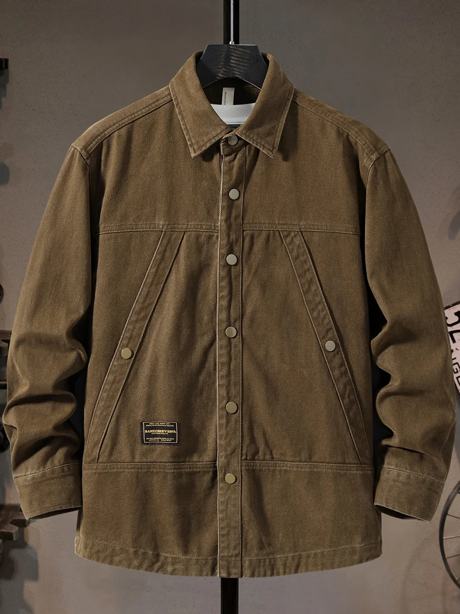 

Retro American Workwear Jaet Men's Trendy New Heavy Design High Pure Cotton Casual Outerwear Long Sve Button Closure