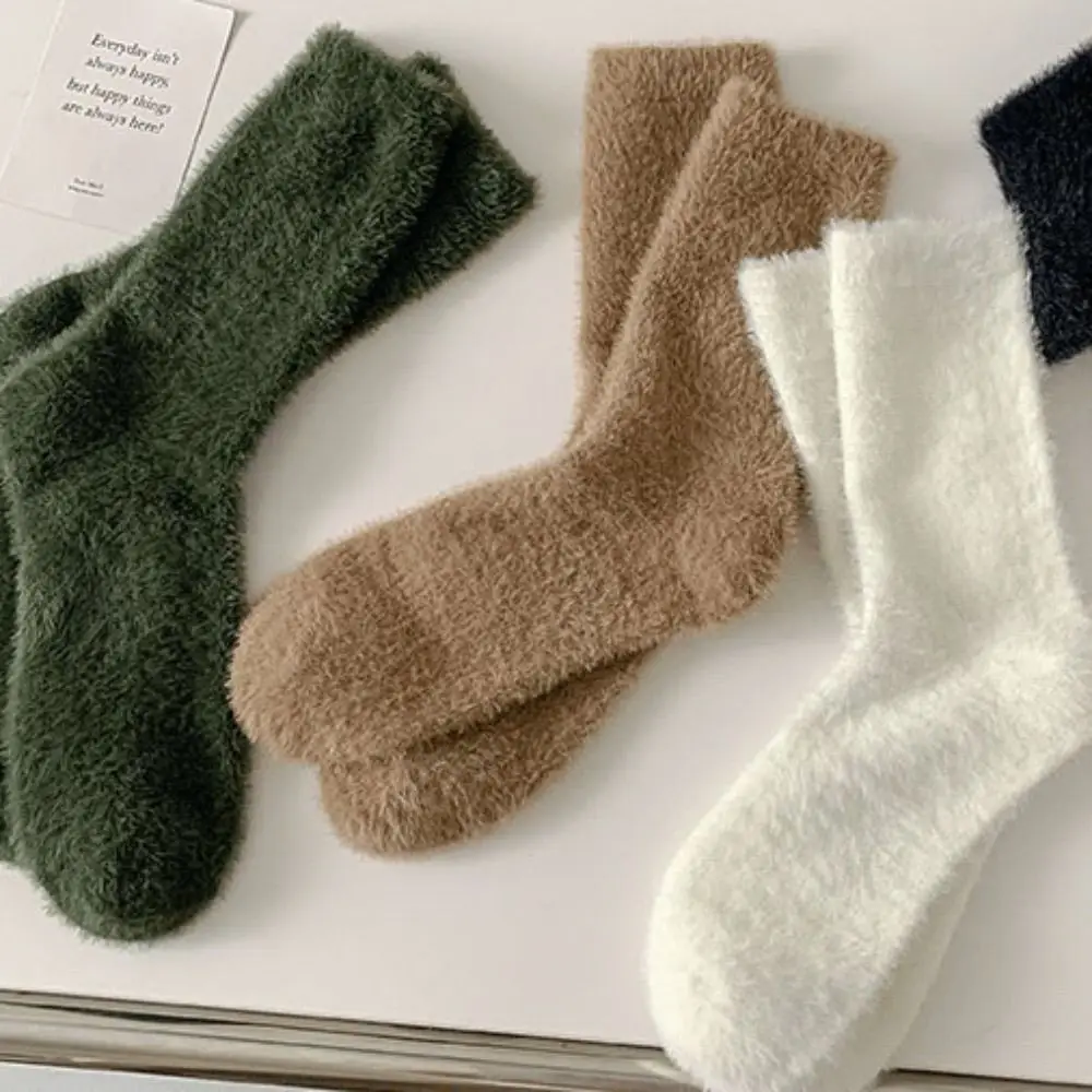 

Теплые дышащие модные однотонные толстые простые носки в корейском стиле, мужские носки, чулочно-носочные изделия средней длины, норковые бархатные носки