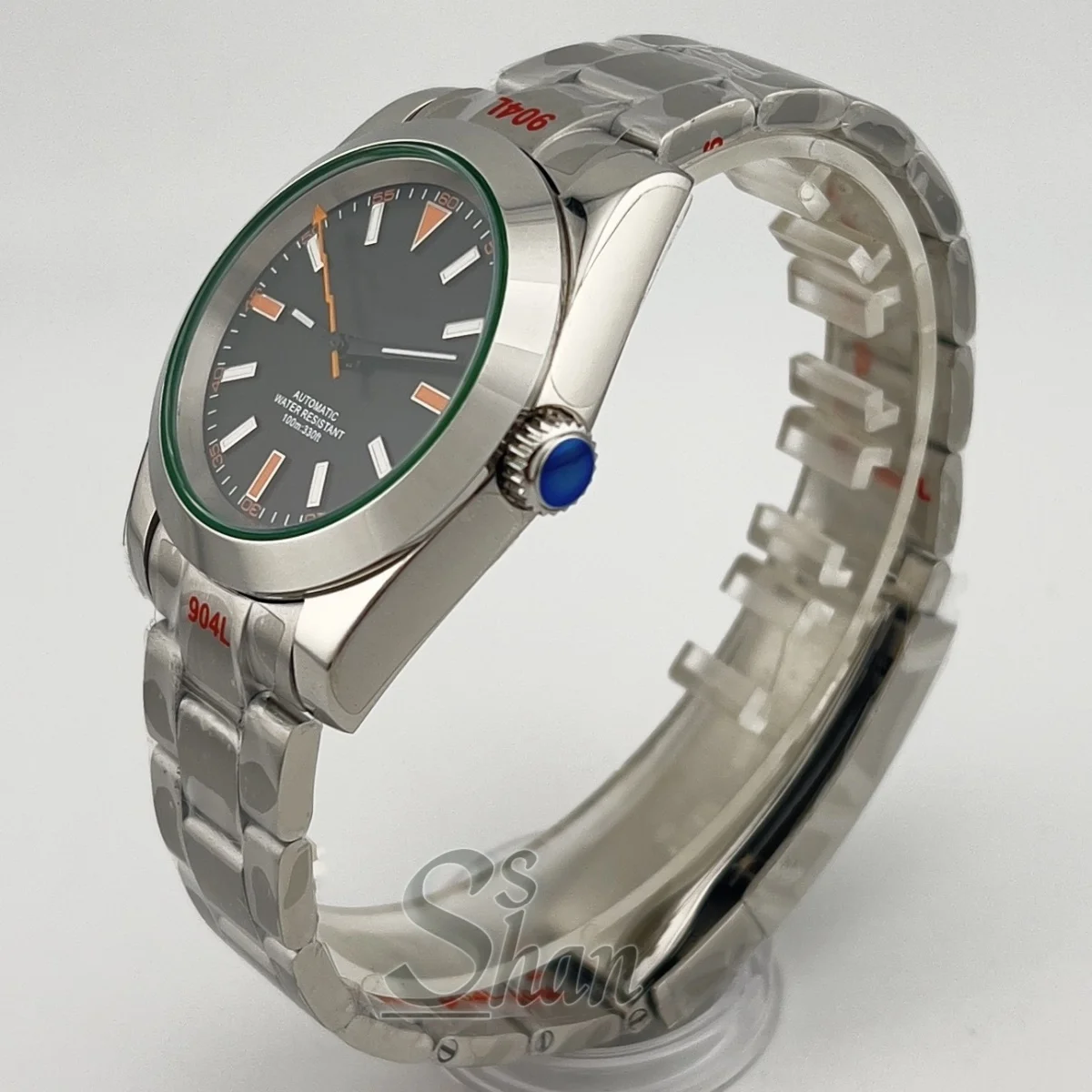 ساعة Mingzhu NH35A للرجال 36 ملم 39 ملم إطار داخلي أخضر زجاج الياقوت قرص أسود عقارب فضية سوداء برتقالية برق ثانية يد