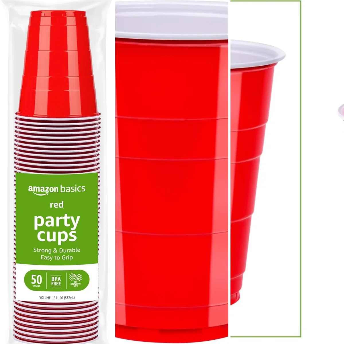 Basics Disposable Plastic Party Cups, Red, 18oz, 120 Count, Large Pack, Packaging May Vary