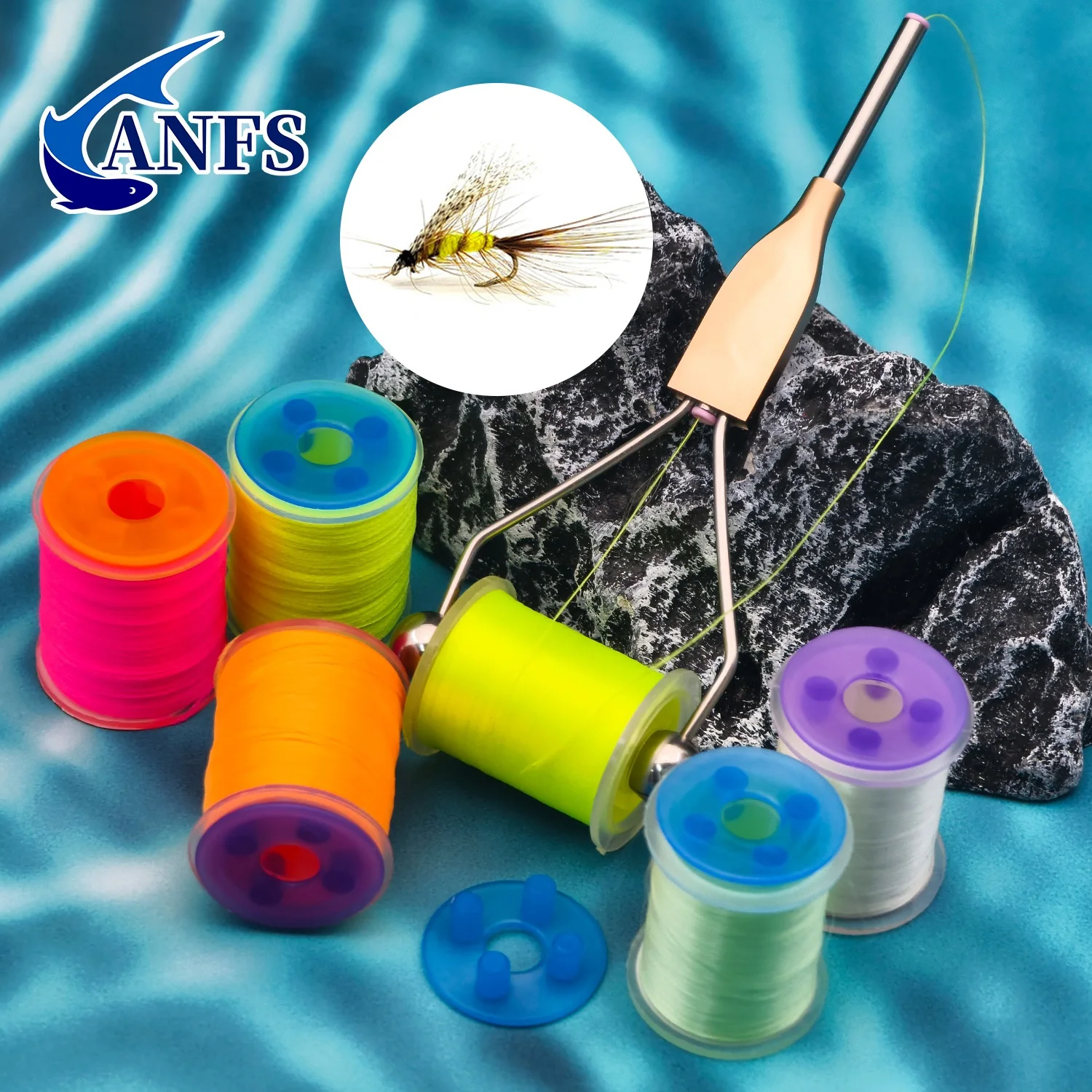 ANFS 6 قطع من خيوط ربط الذبابة بتصميم متنوع، مادة ألياف ربط الذبابة، 3 قطع ليلاً مع 3 قطع تتوهج تحت الأشعة فوق البنفسجية، أفضل هدية للصياد #5