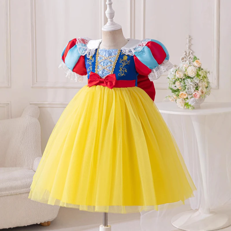 

Girls and Kidsren's Clothing Summer New Girls' Dress Festival Performance Puffy Mesh Dress Skirt Kidsren's Snow White Skirt