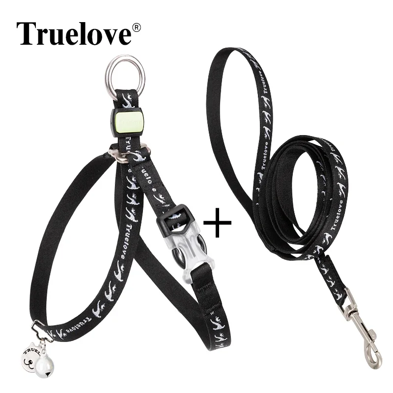 Truelove Pet Cat Harness Leash Suit Jacquard Pattern Webbing with Reflective Bells TLH3911