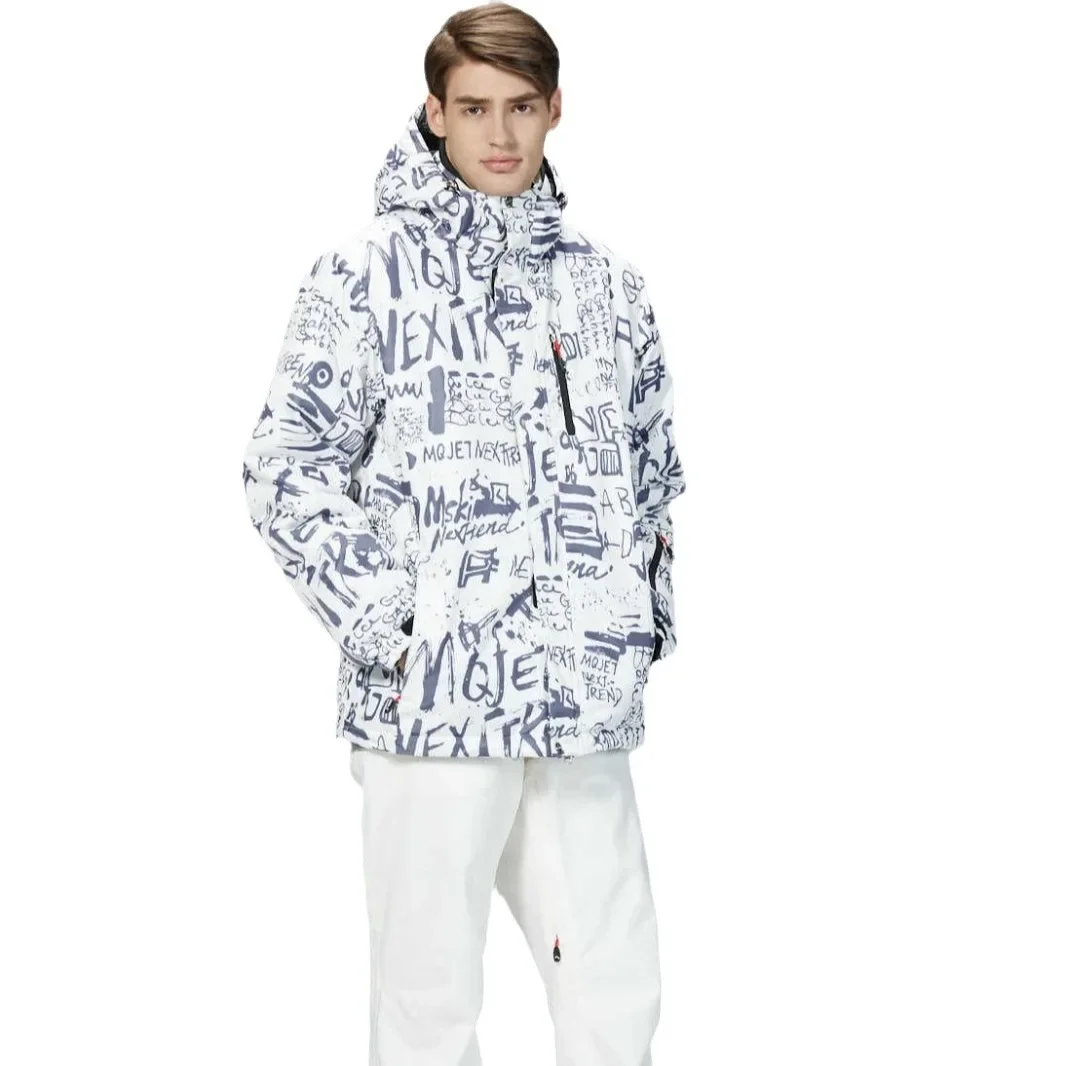 بدلة تزلج بلون كاكي عميق، لوح واحد، لوح مزدوج، تزلج سميك للتسمين في الهواء الطلق، وملابس رجالية موسعة