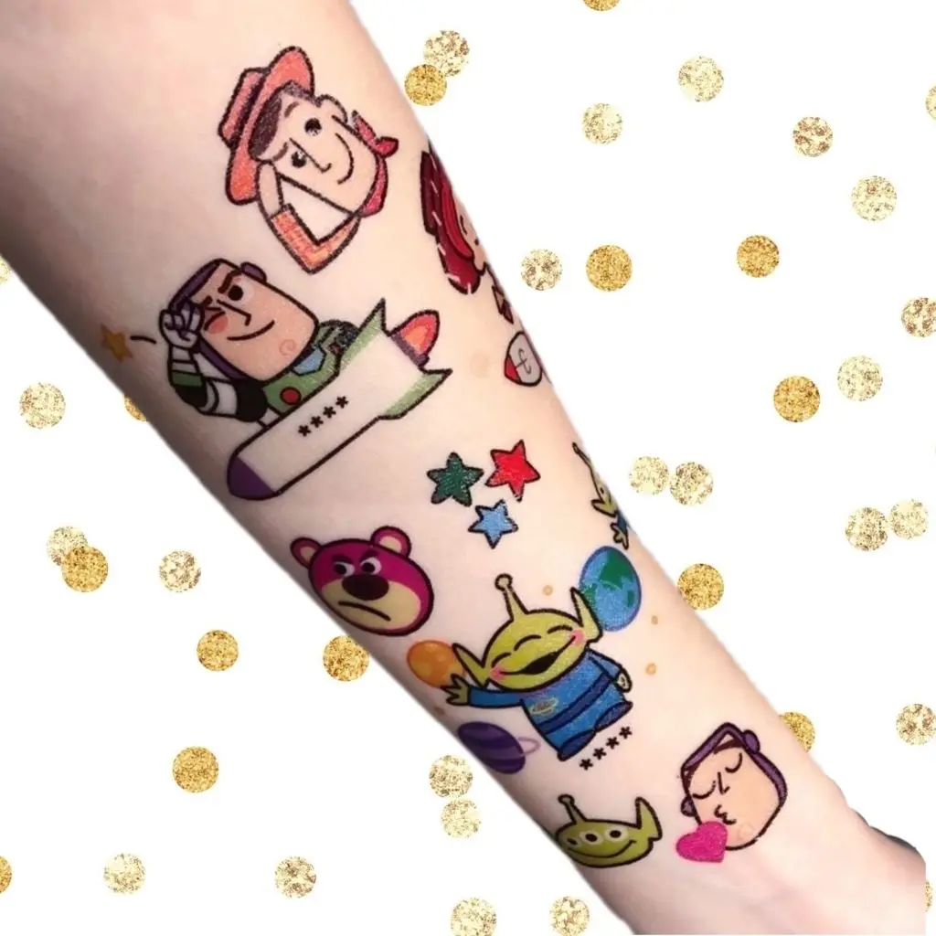 Toy Story Temporary Tattoos, Waterproof and Long-Lasting, Three-Eyed Alien Tattoo Stickers, Colorful and Cute view 4