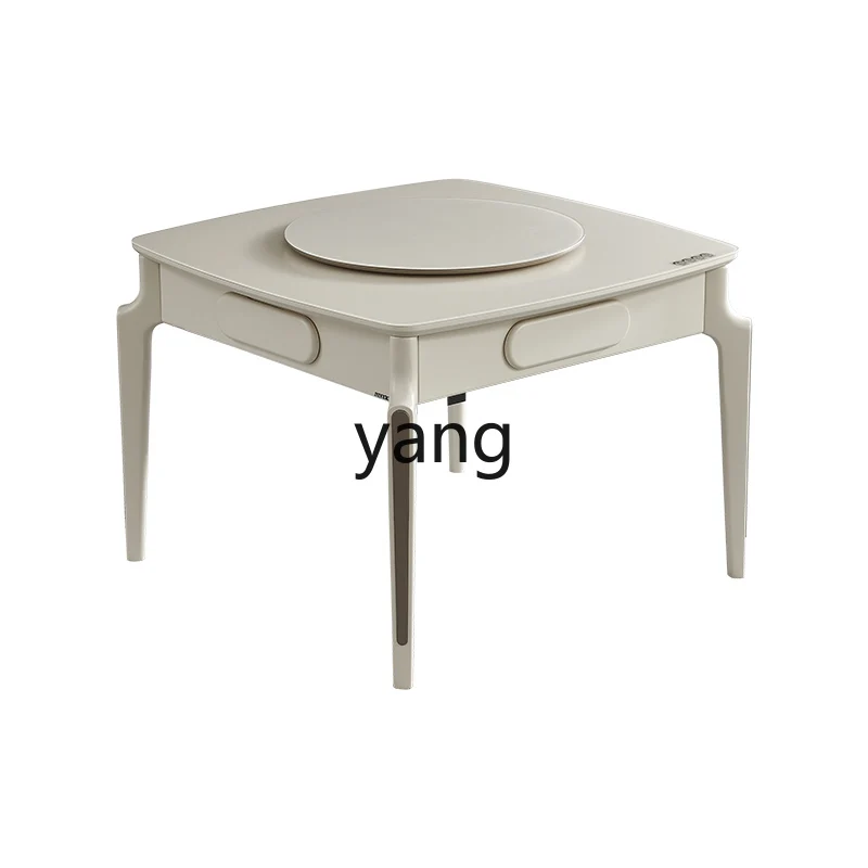 

LMM automatic mahjong machine integrated household solid wood dining table dual-purpose induction cooker square table and chairs