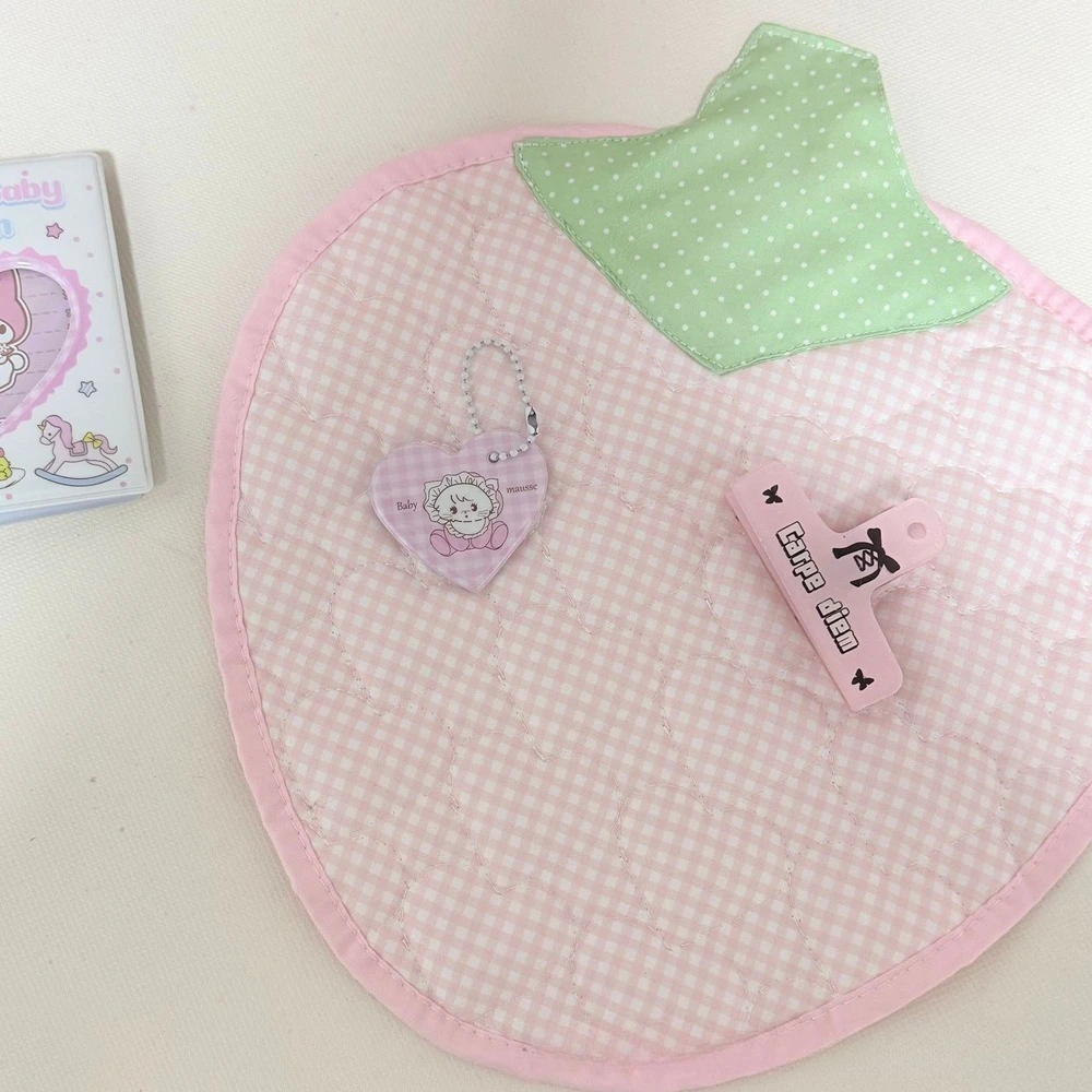 Y2k Placemats Cute Stberry Table Mat Pink Japanese Heart Quilted Dining Pad Student Dormi Bedroom Photoaphy Prop Finied Product