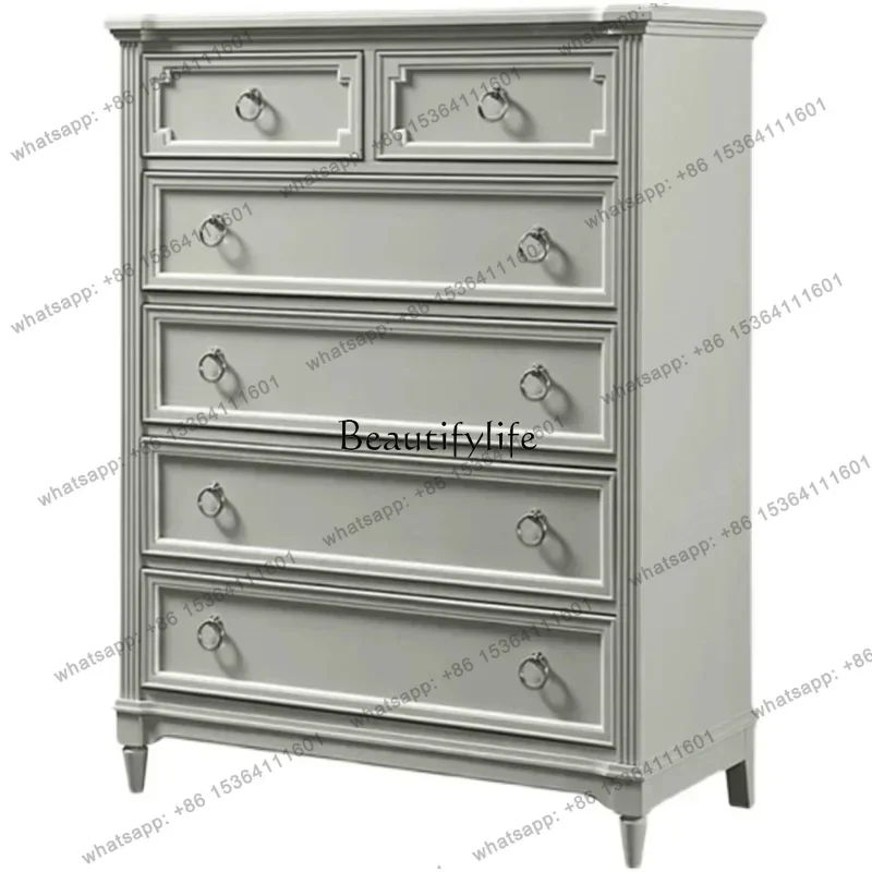 jj5 American light luxury 5 chest cabinet retro solid wood vertical cabinet bedroom storage cabinet