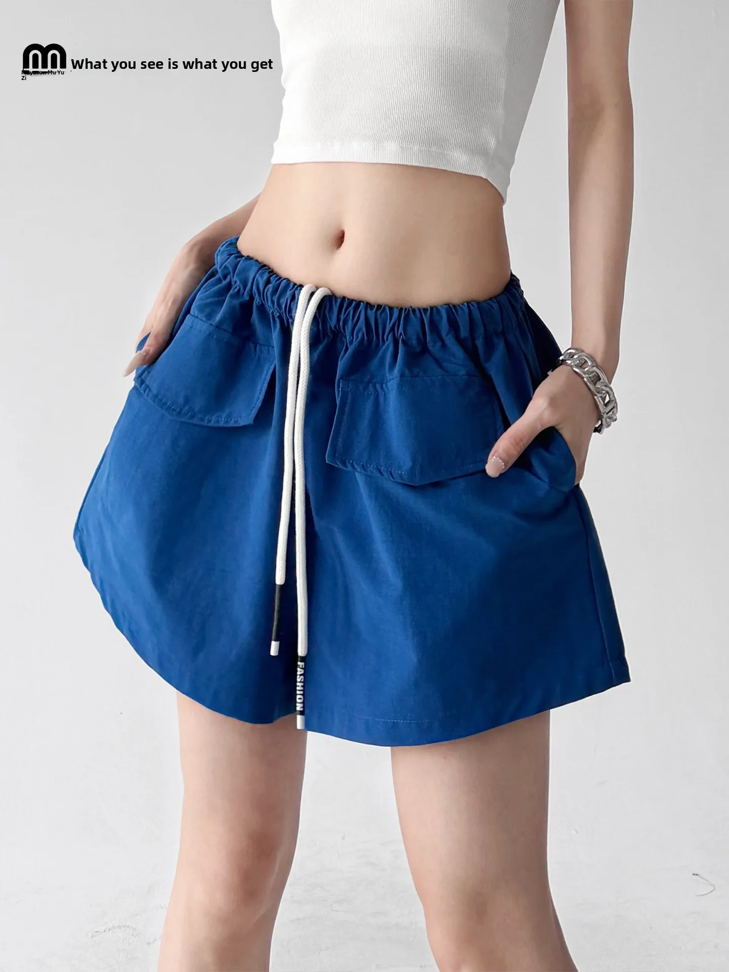 

High Waist Drawstring Sports Shorts Women's Summer 2026 Trendy Versatile Meat Concealing Tall Women's Sportswear
