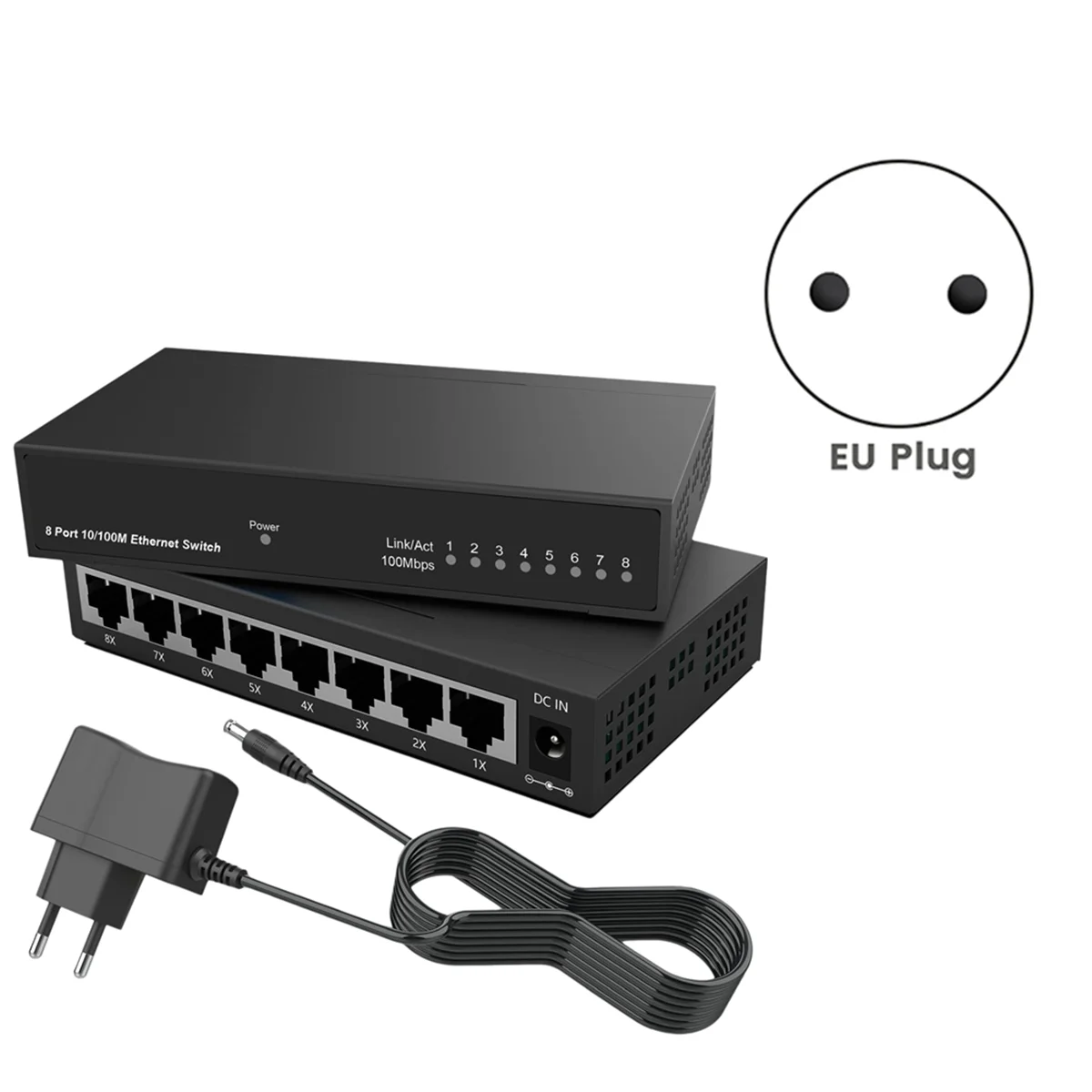 

CLCU 8 Port Gigabit Ethernet Switch RJ45 Hub Internet Splitter Smart Switch Ethernet Network Switch 10/100Mbps EU Plug