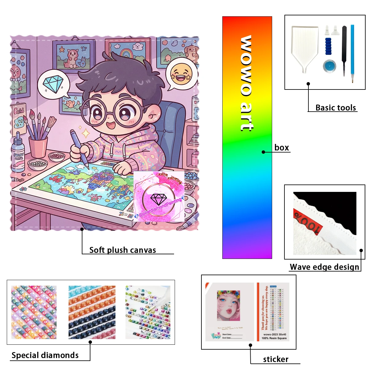 

【pilar Diamond Art】Маленький мальчик, увлеченный алмазной живописью, 100% готовый набор для алмазной вышивки, идеальное произведение, стоящее того, чтобы приобрести.