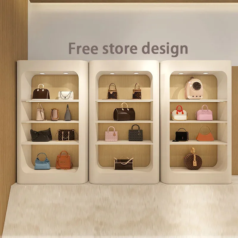 

Customize.Custom Handbag Display Cabine Custom Shop Wall Showcase Shelves Ladies Modern Store Showcases