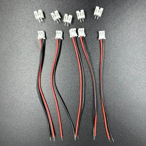 40 unids/set conector JST PH2.0mm 2 pines 2MM conector macho espacial con cables 26AWG para batería polaridad positiva y negativa