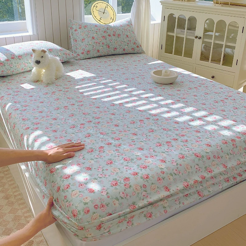 

2026 Class A All-cotton Oxygen-enriched Double-layer Yarn Printed Bed Hat 360-degree Wrapped Mattress Cover with Elastic Strap
